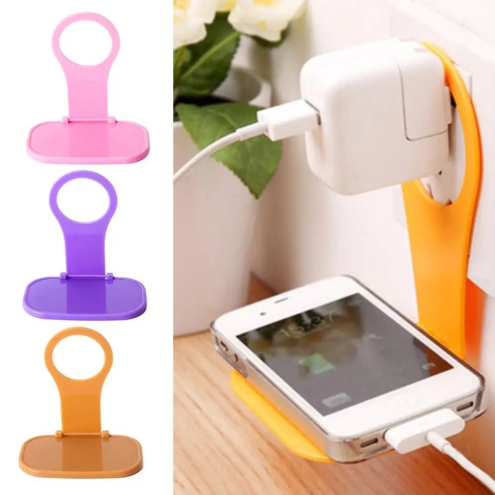 Hanging Stand Portable Mobile Phone Folding Wall Charger Adapter Shelf Bracket Support Charging Holder Charging Stand Hook Racks