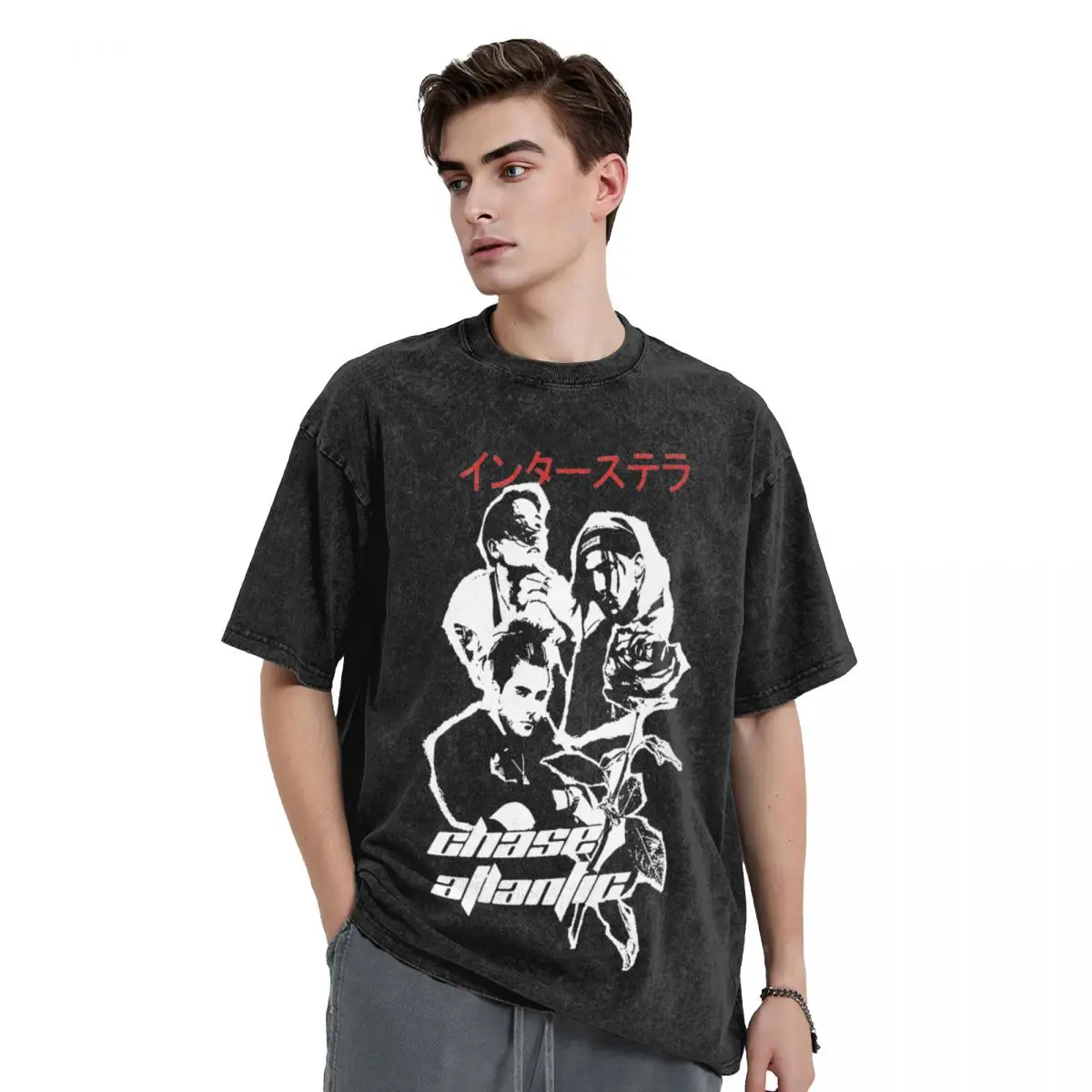 Chase Atlantic Washed T-Shirt Men Merch Street Style Cotton T-Shirts Summer O-Neck Fashion Tees Design Big Size Tops