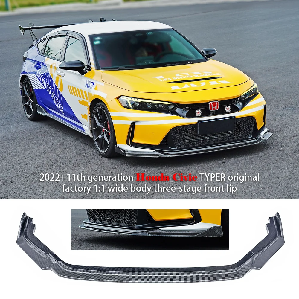 

Front Bumper Lip For Honda Civic FL5 Gen 11th 2022+ Glossy Black Sport Body Kit Front Bumper Lip Honda Accessories Car Update