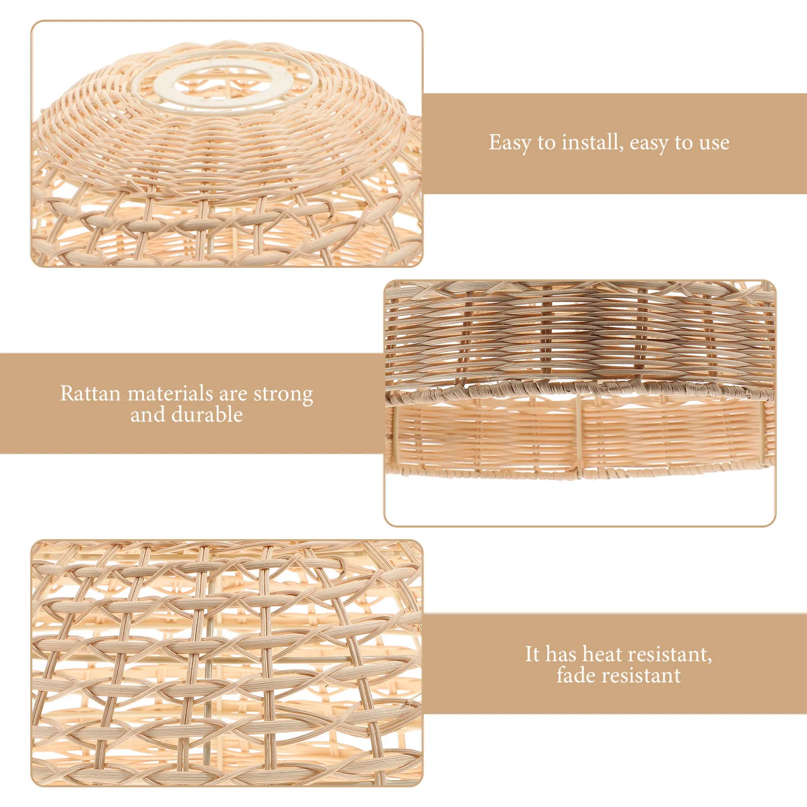 

Woven Rattan Pendant Lamp Shade Modern Decorative Ceiling Light Cover for Study Dining Room Light Rattan Covers