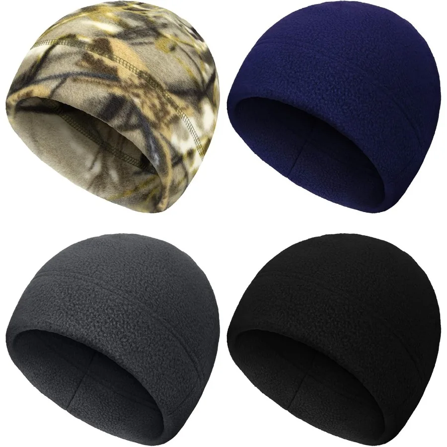 4 piezas de gorros de lana con calavera para hombres y mujeres, gorros de lana, gorro Polar suave y cálido, gorro grueso a prueba de viento para invierno