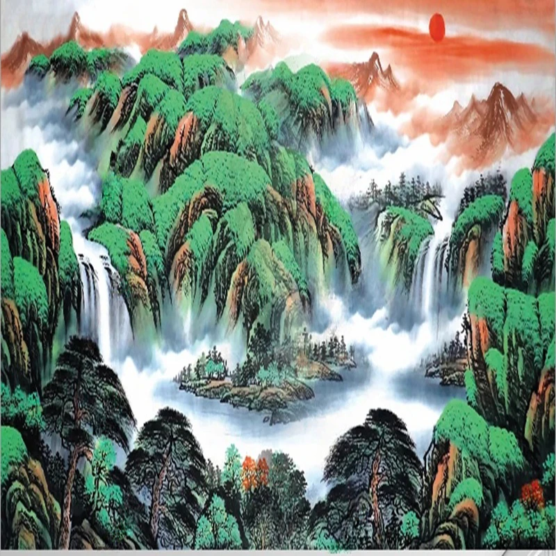 Custom Mural Wallpaper 3D Hand-painted Oil Painting Landscape Abstract Chinese Style Wall Painting Living Room Bedroom Home Deco