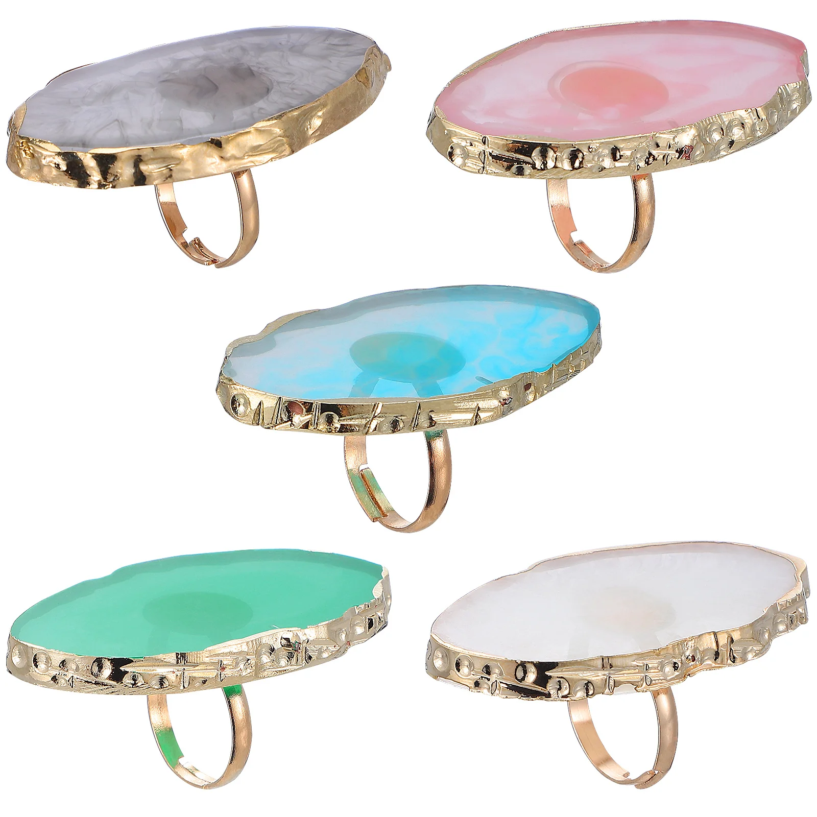 5Pcs Resin Manicure Palette for Nail Art Colors Blending High-Quality Imitation Agate Texture Professional At-Home Use Easy