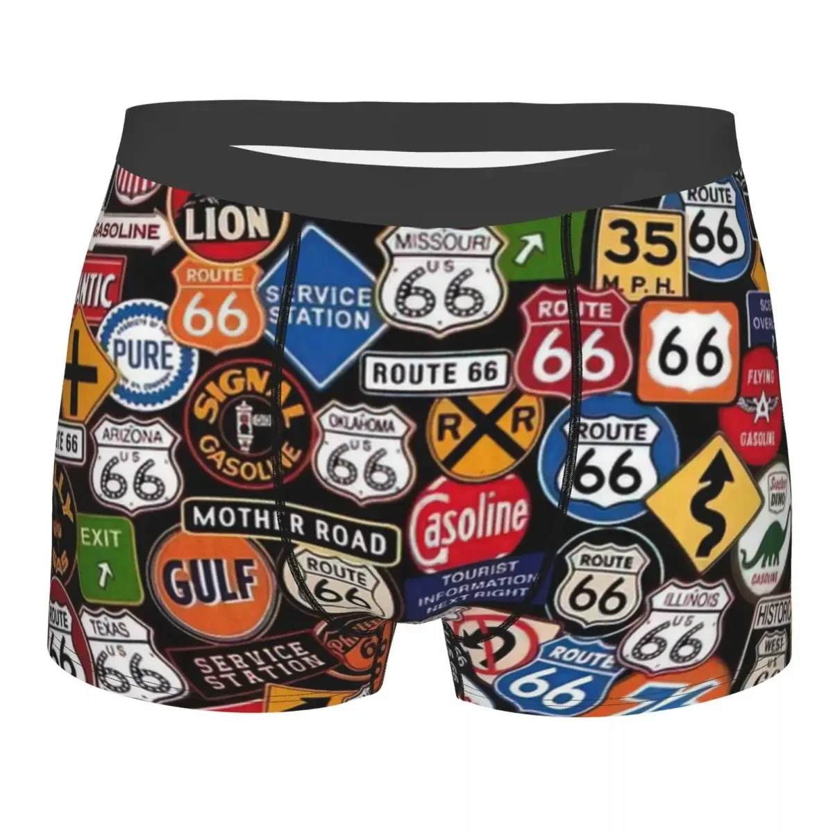 Route 66 Underpants Breathbale Panties Male Underwear Print Shorts Boxer Briefs