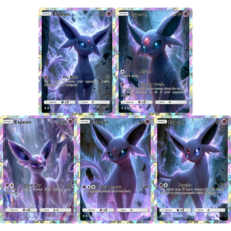Pokemon-Karten Espeon PTCG Holografische Seltene Sammelkarten Mewtwo Kreativitätsspiel Anime Glänzende Mewtwo Pokemon-Karten Geschenk