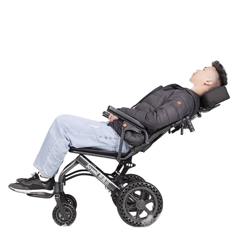 Aircraft Elderly Wheelchair Manual Wheelchair Folding Lightweight Hand Pushing Portable Small and Easy Mobility Vehicle
