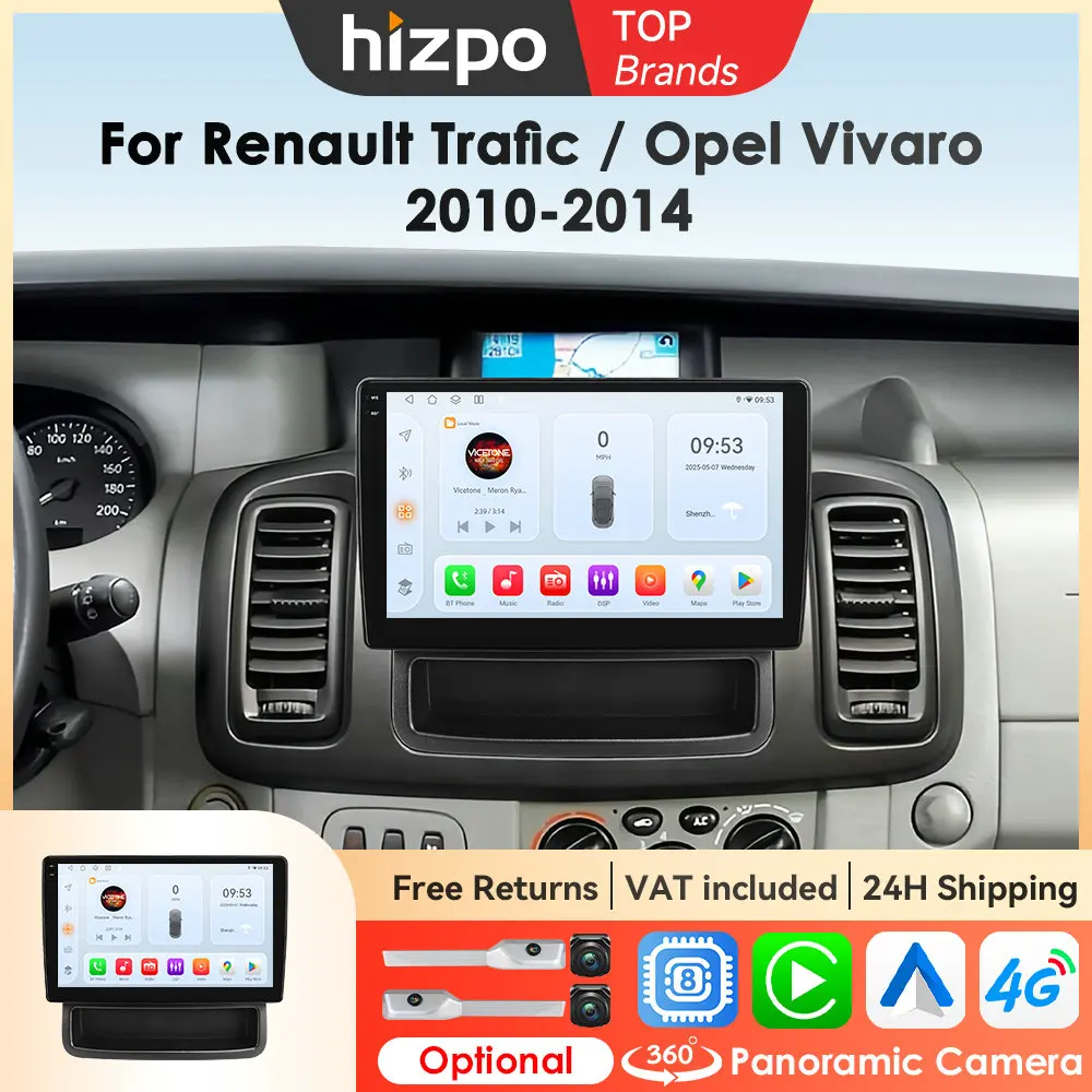 Hizpo 10.1 ''8Core Car Audio Per Renault Trafic Opel Vivaro 2010 - 2014 Carplay Android Auto di Qualcomm 6115 Multimedia DSP RDS