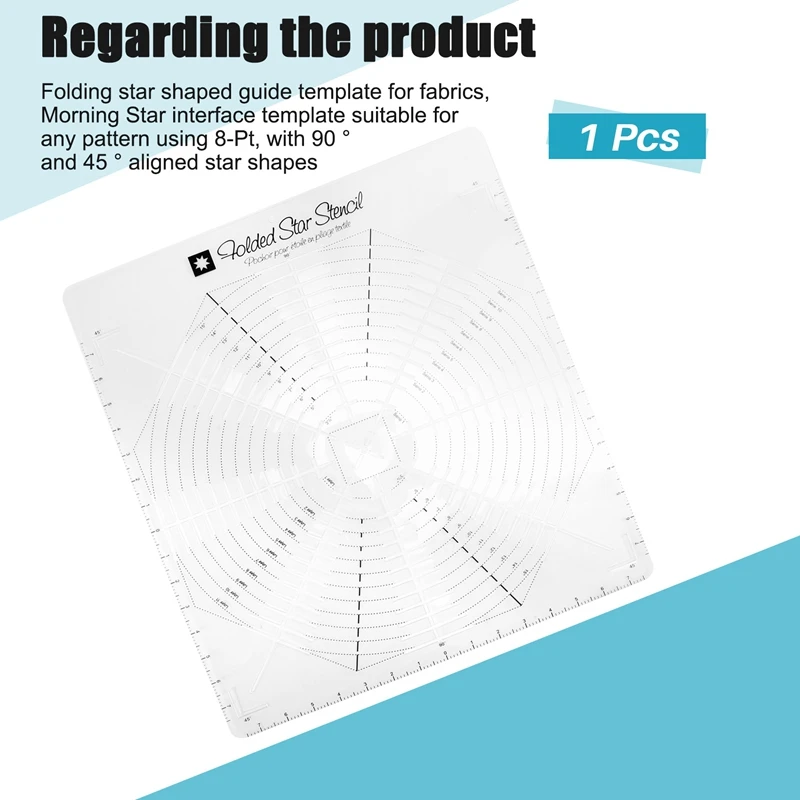 Folded Star Guide Template For Fabric, Printed Interfacing Templates Made For Use With Round Or Square Folded Patterns