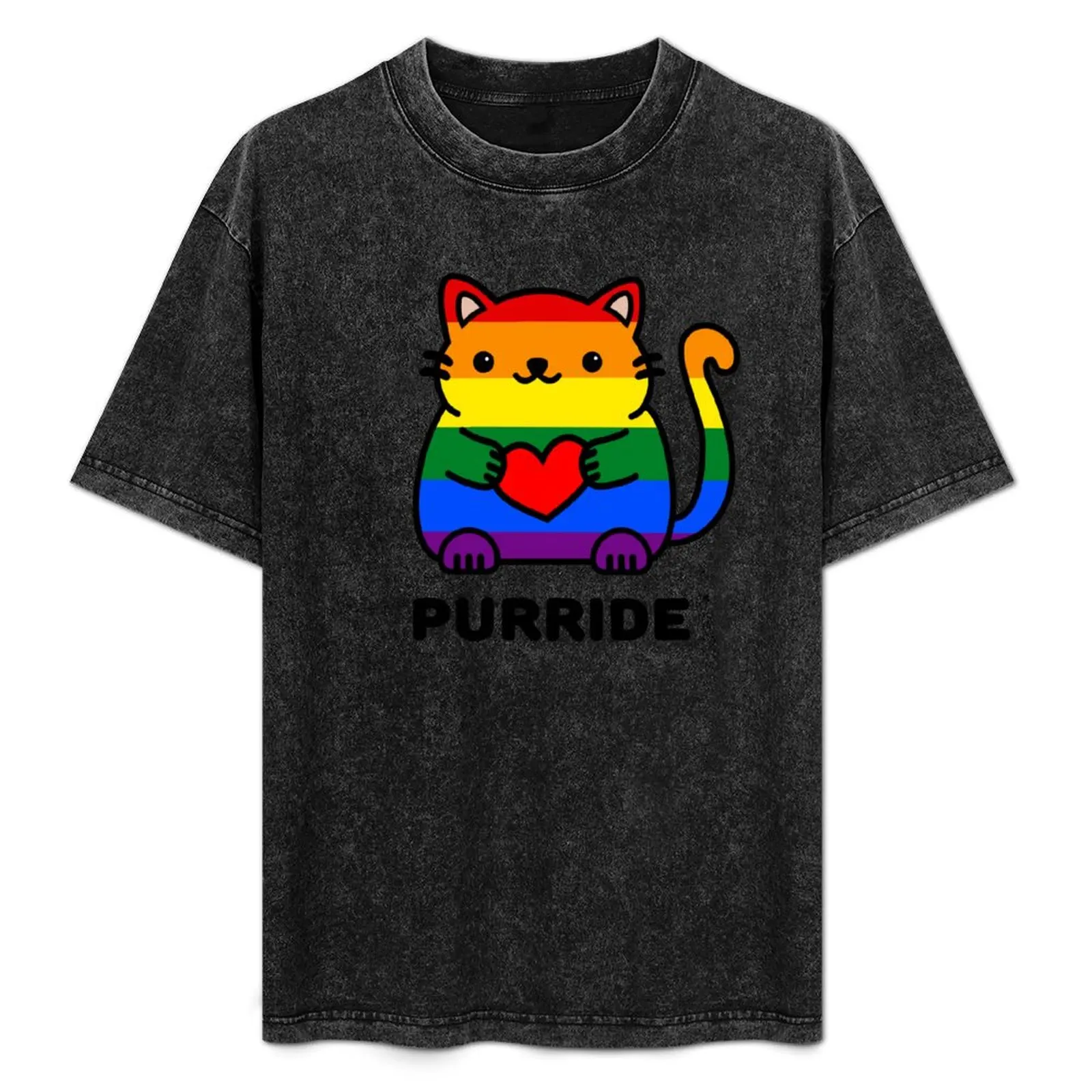 

Purride Rainbow Cat T-Shirt Casual All Match Tee Shirt for Men