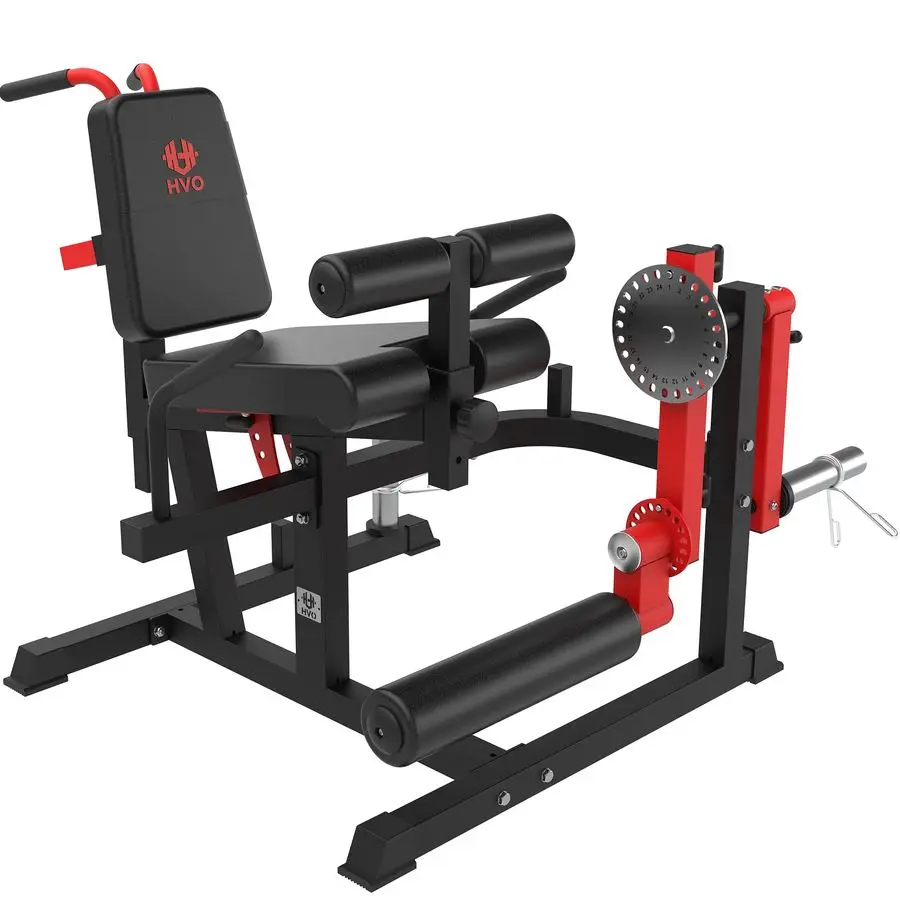 Máquina de curl de piernas y extensión para isquiotibiales, para entrenamiento de la parte inferior del cuerpo, para equipo de fitness, sentado y acostado, con carga de placas, ajustable y personalizable