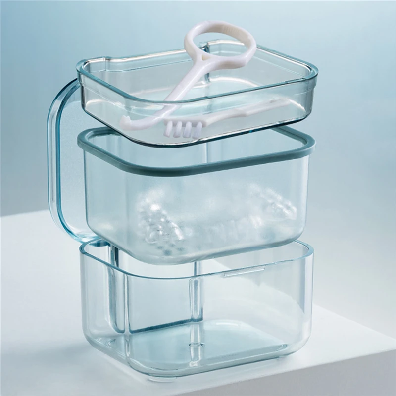 Three Layers Braces Box Invisalign Retainer Case Orthodontic Storage Box Portable Draining Layered Braces Cleaning Box