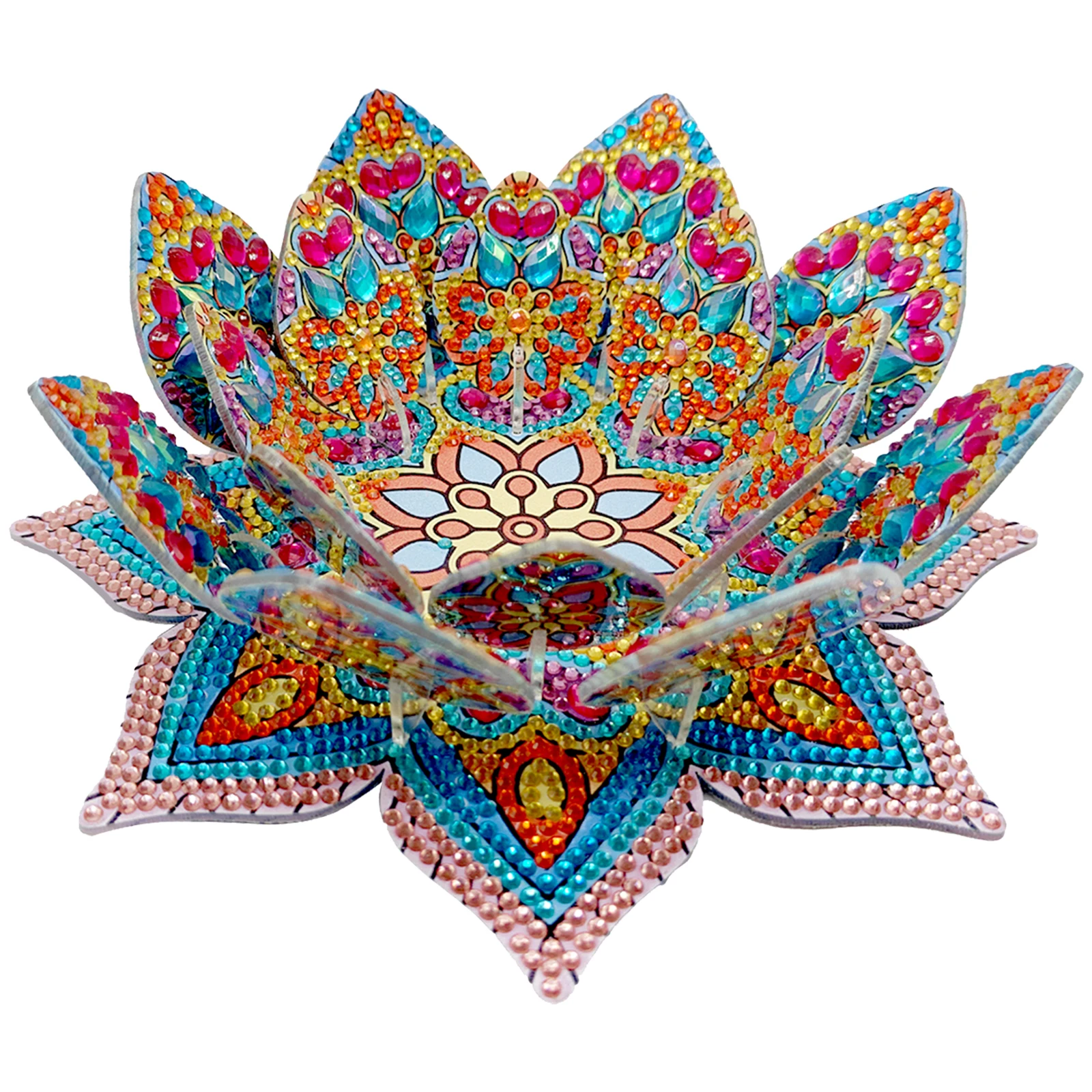 Lotus Candlestick DIY Diamond Art Painting Desktop Ornament Diamond Painting Tabletop Decorations Diamond Dot Candle Holder