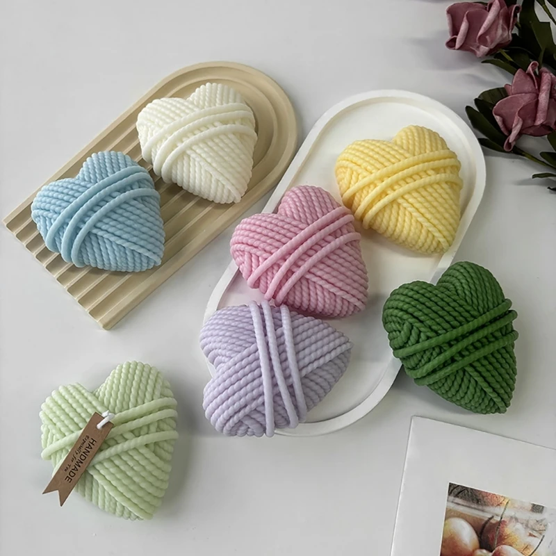 M2EA Soap Molds Ornament Molds Knitting Heart Shaped Figurine Molds Mould Silicone Material Gift for Hand-Making Lover