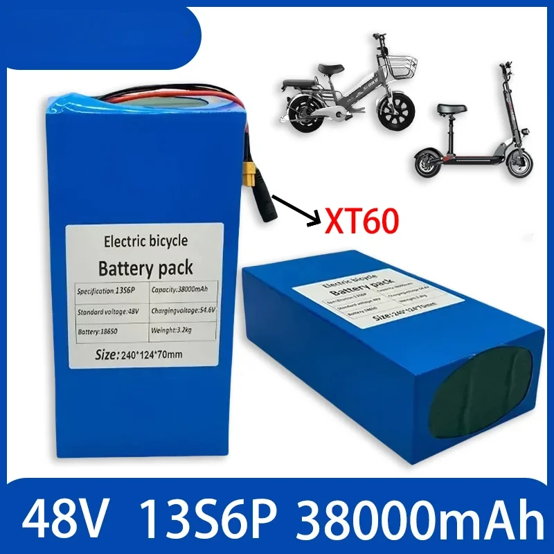 48V 38000mAh 2000W For Electric, Scooter and Bicycle Battery  Built-in 50A BMS+charger 48V 38ah 13s6p Lithium-ion Battery Pack