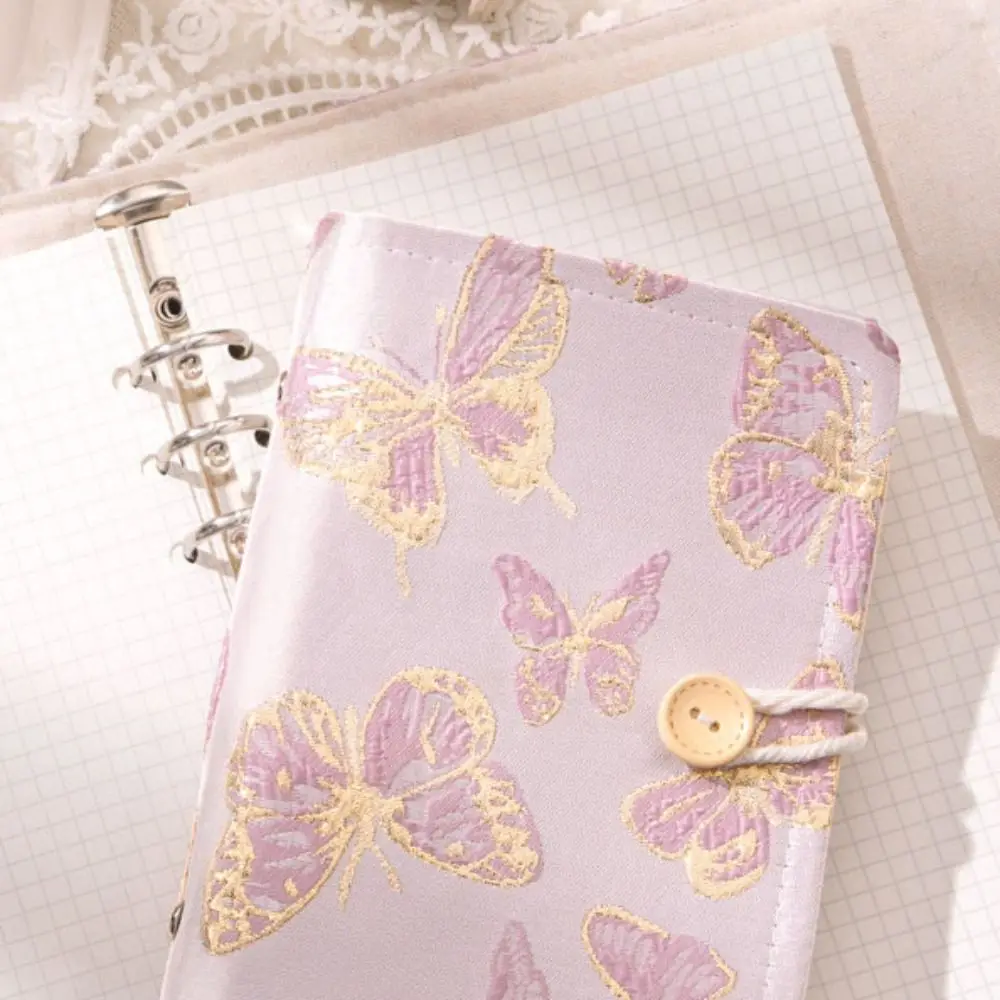90Sheets Butterfly Cloth Notebook 6-hole Blank Loose-leaf Notebook School Supplies To Do List Office Notebook Stationery