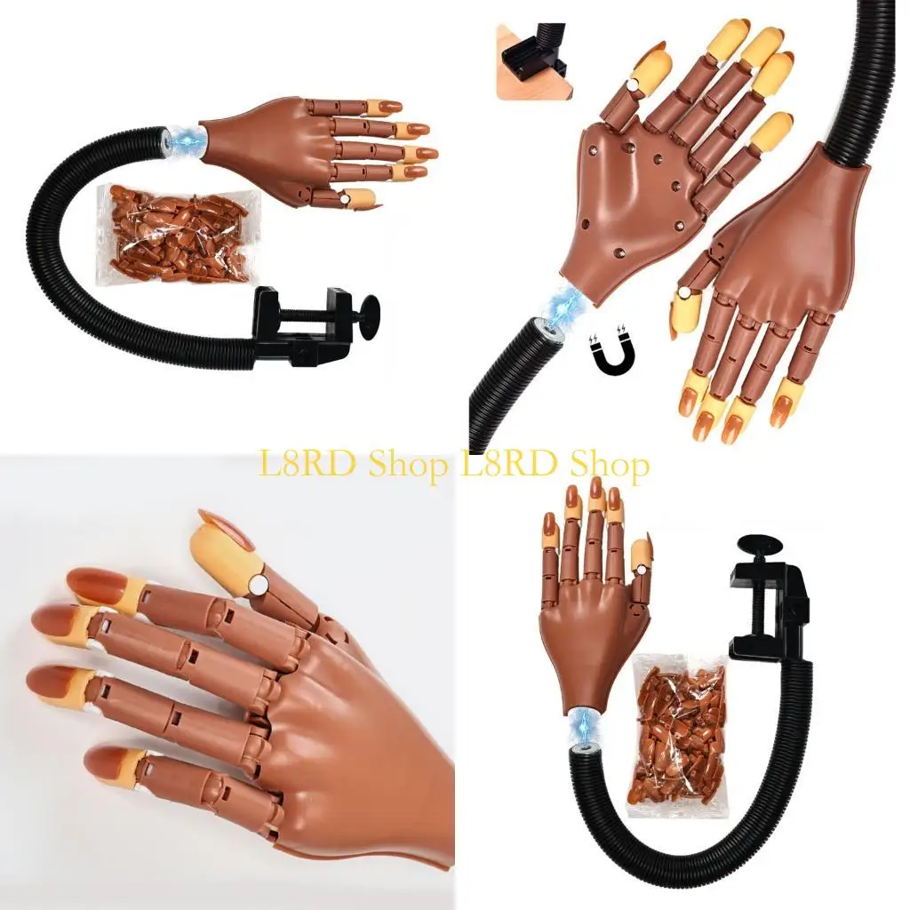 

L8RD Эргономичная рука для маникюра с магнитным основанием Съемные кончики ногтей Прочность ABS