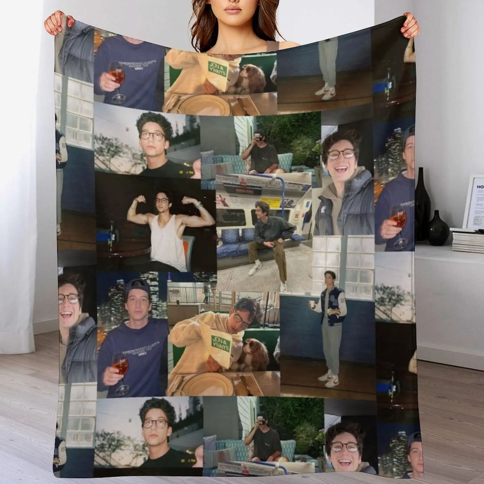 

Milo Manheim Collage Throw Blanket Hairy Personalized Gift for sofa Cute Plaid Blankets