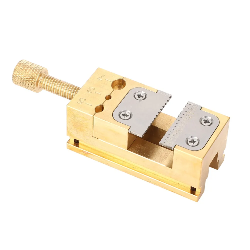 Brass Construction Watch Repair Vise 0.2-0.9mm Aperture Clamping Plate Mini Bench Vice Flat Clamp Holder Jewelers Bench Vise