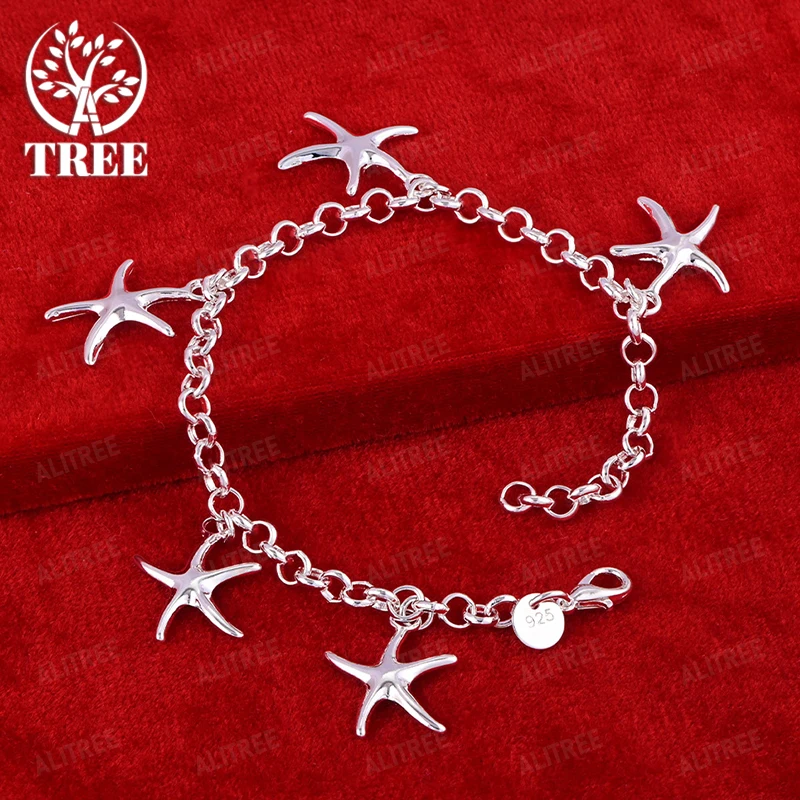 

Hot Selling 925 Sterling Silver Cute Starfish Pendant Bracelet Women Nice Jewelry Accessories Birthday Christmas Party Gift 20cm