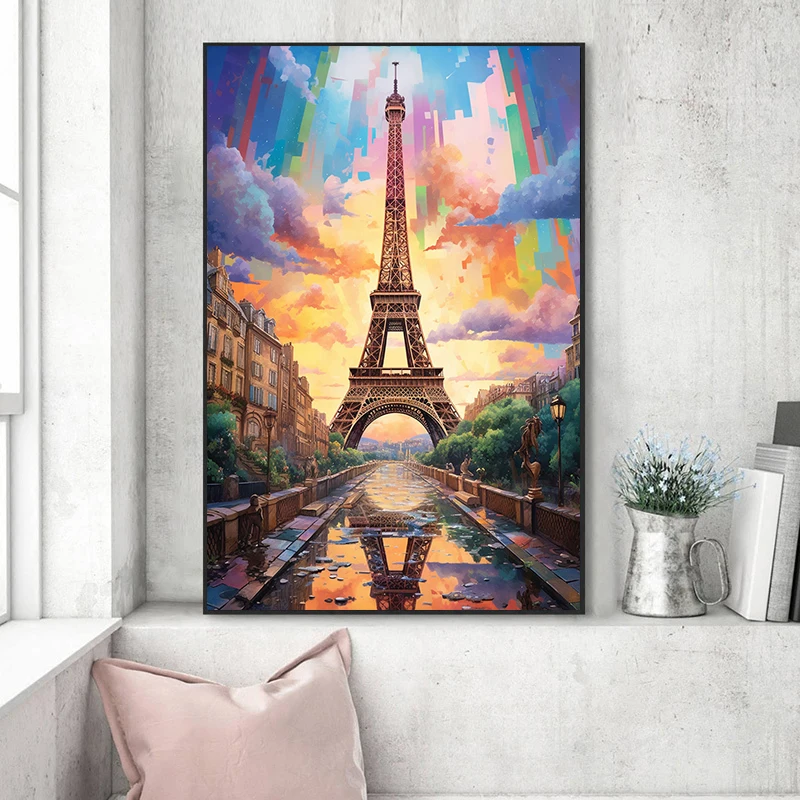 5D Diamond Mosaic Landscape The Paris Iron Tower Diamond Painting Scenery Decoration Diamond Cross Stitch  Birthday Gift