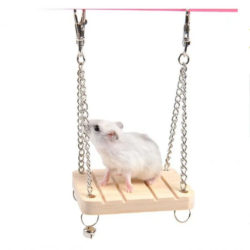 

Hamster Toy Bell Swing Hammock Wooden for Small Pet Parrot Hamster Suspended Wooden Suspension Bridge