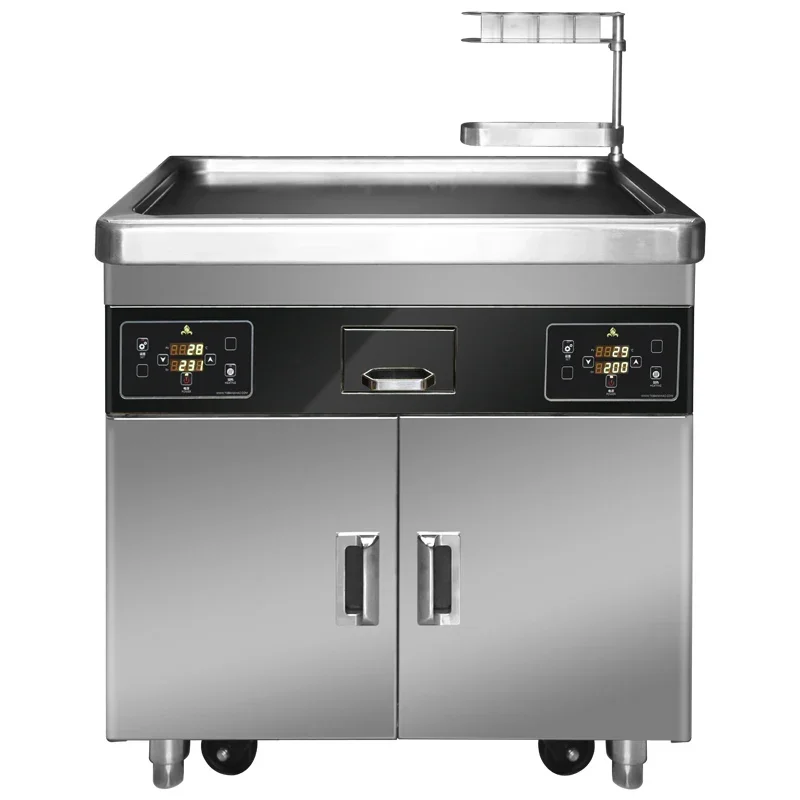 Restaurant Cooking Electric Double Furnace Mobile Teppanayki Grill Table