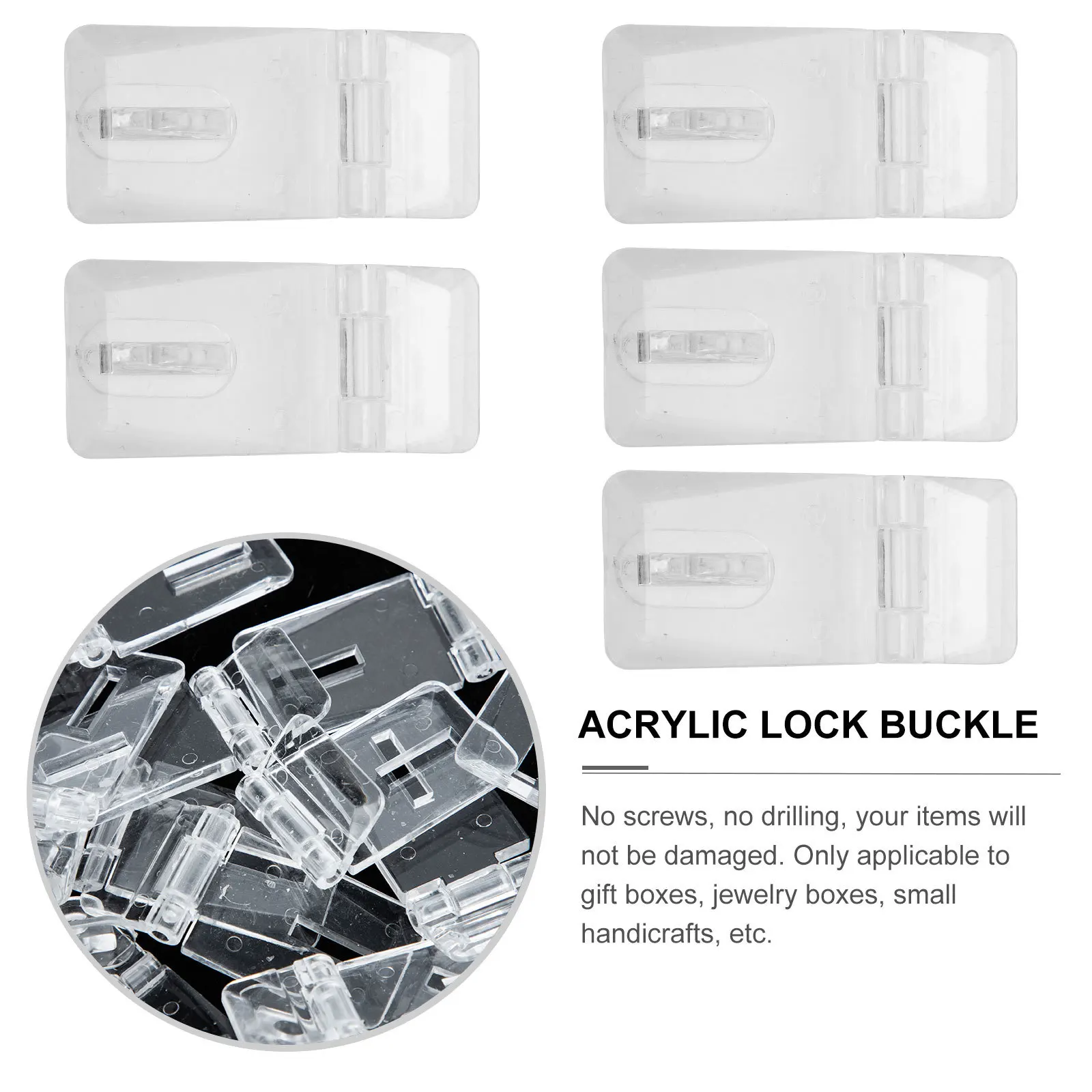 

20Sets Acrylic Lock Hasp Transparent Hinge Fastener Smooth Texture for Case Suitcase Box Application Clear Acrylic Lock Hasp