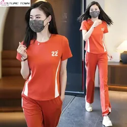 Leisure Fashion Sportswear Set 2024 Summer New Fashion Age Reducing Short Sleeves+Wide Leg Pants Two Piece Set Trendy