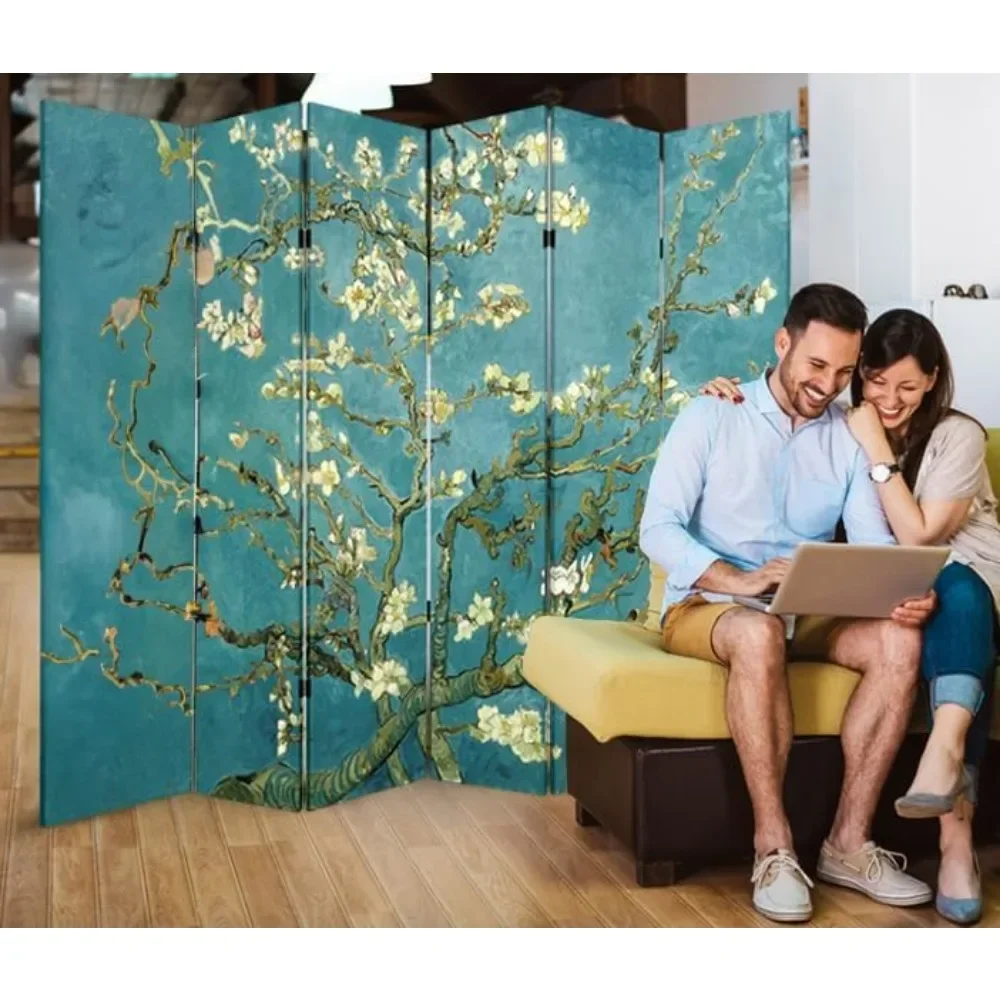 A Folding Screen Canvas Privacy Partition Room Divider - Vincent Van Gogh Almond Blossoms (6 Panels)Saving Versatility