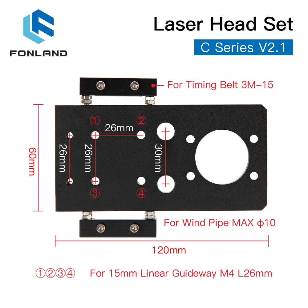 Imagem -03 - Lente de Cabeça Laser D18 Fl38.1 D20 Fl50.8 63.5 101.6 mm Montagem Integrativa Espelho Dia25 para Máquina de Corte a Laser Fonland-co2