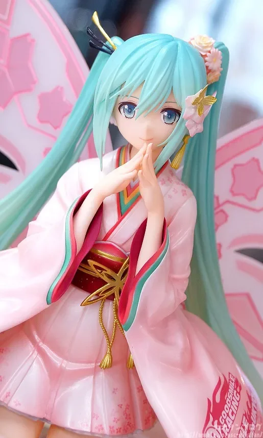 Anime Hatsune Miku Wearing kimono Garage Kit Beautiful Girl Character Model Desktop Ornament  Hatsune Miku Toy Gifts