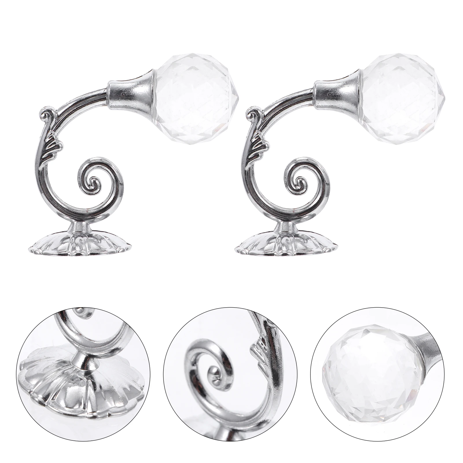 

1 Pair Crystal Curtain Hooks Shiny Rhinestone Decorative Tiebacks For Home Window Drapes Wall Door Hanging Organizer Multi Use