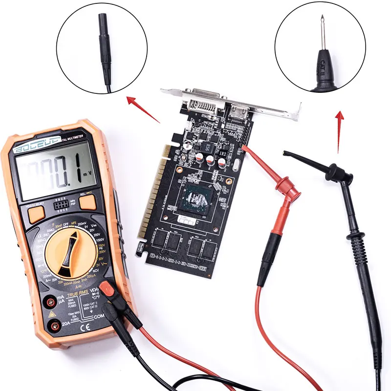 New Multimeter Test Leads Probe Hook  Smd Ic Clamp Spring Damage Test  For Test Lead 2mm/4mm Interface