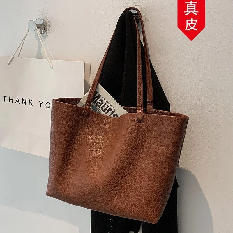 

2025 модная большая вместительная сумка, Новое поступление, мягкая кожаная сумка на одно плечо, модная женская сумка