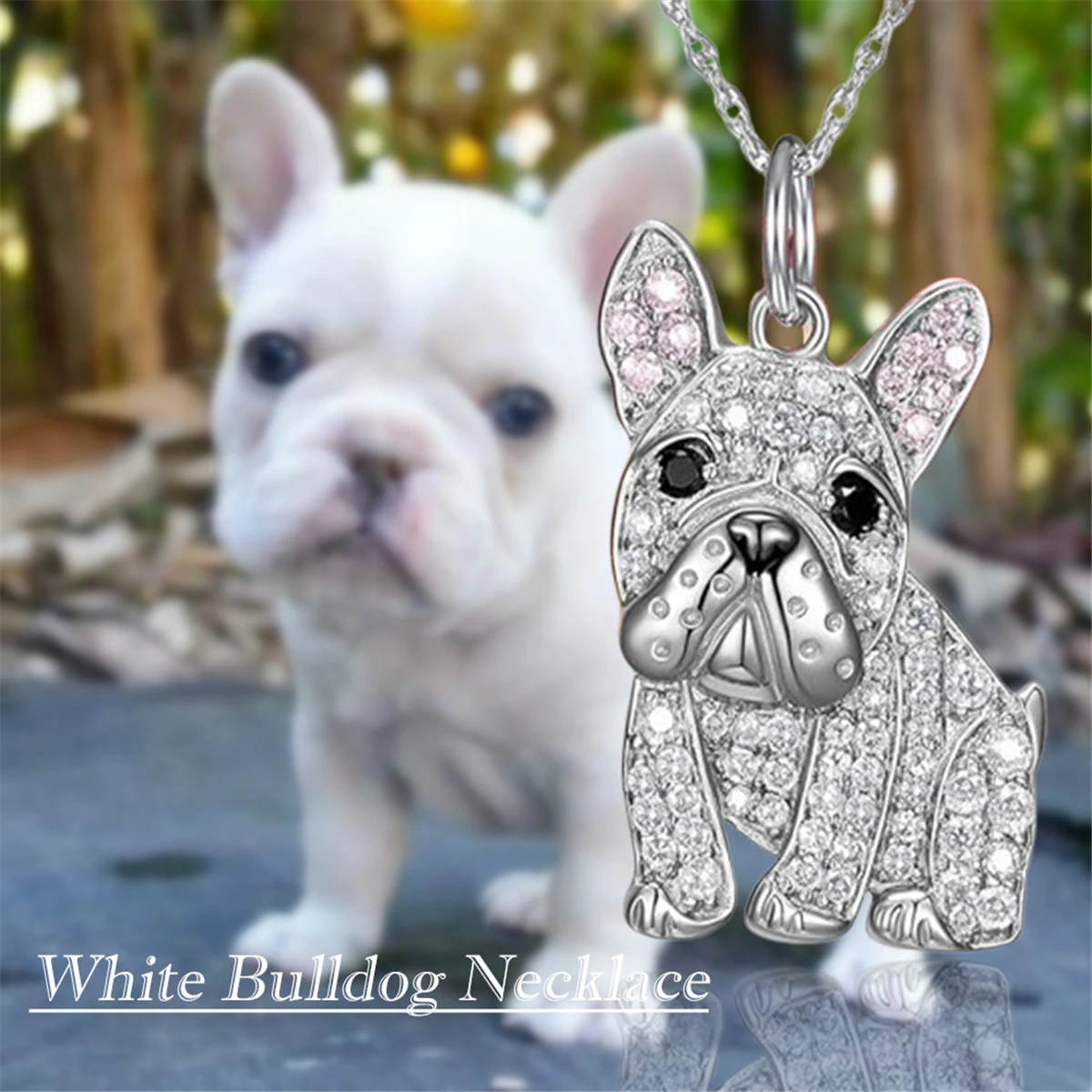 Exquisite Cute White Bulldog Pendant Necklace for Women Elegant Pet Puppy Jewelry Animal Accessories Dog Lovers Gifts