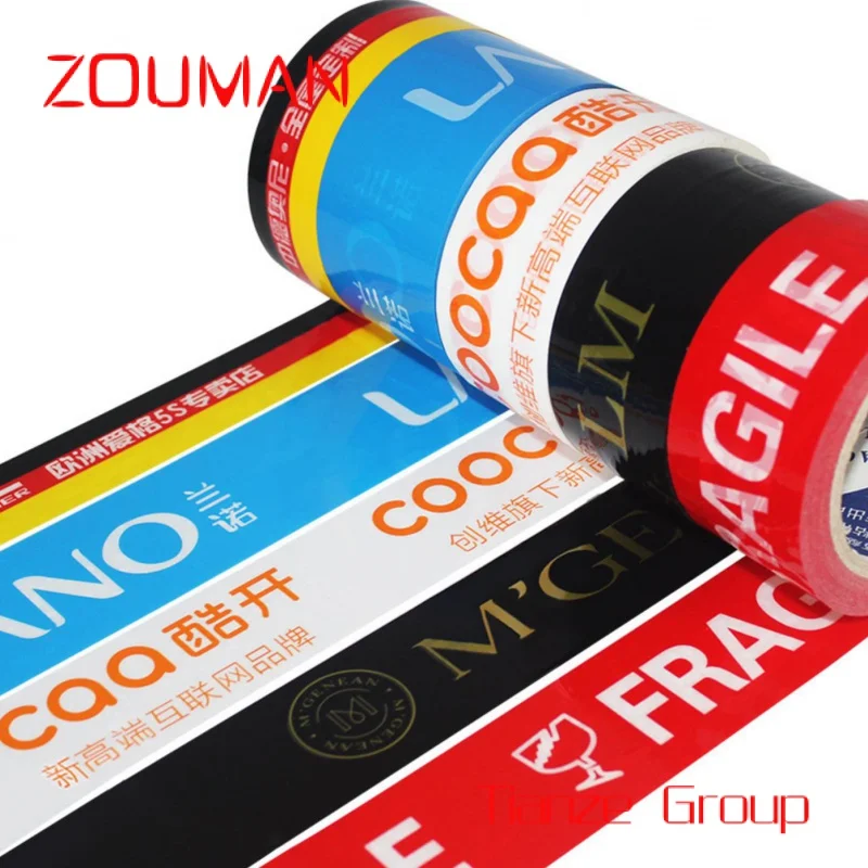 Custom , Custom Logo Heat Resistant Single Sided Bopp Packaging Tape White Printing Bopp Packing Tape For Carton Sealing