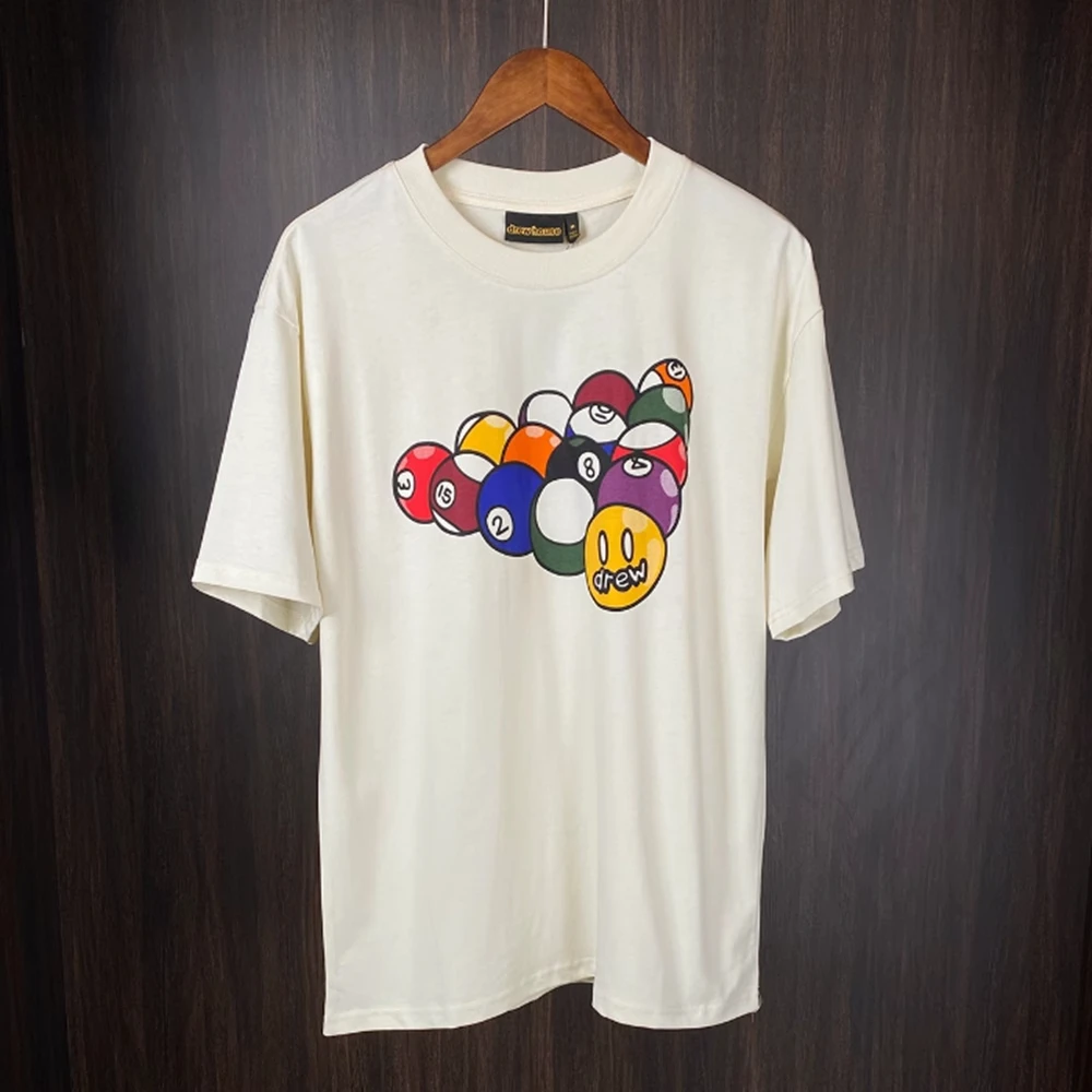 Drew House New Mens Clothing Loose cotton with billiard T shirt men's and women's printed loose short sleeve T-shirt Ropa hombre
