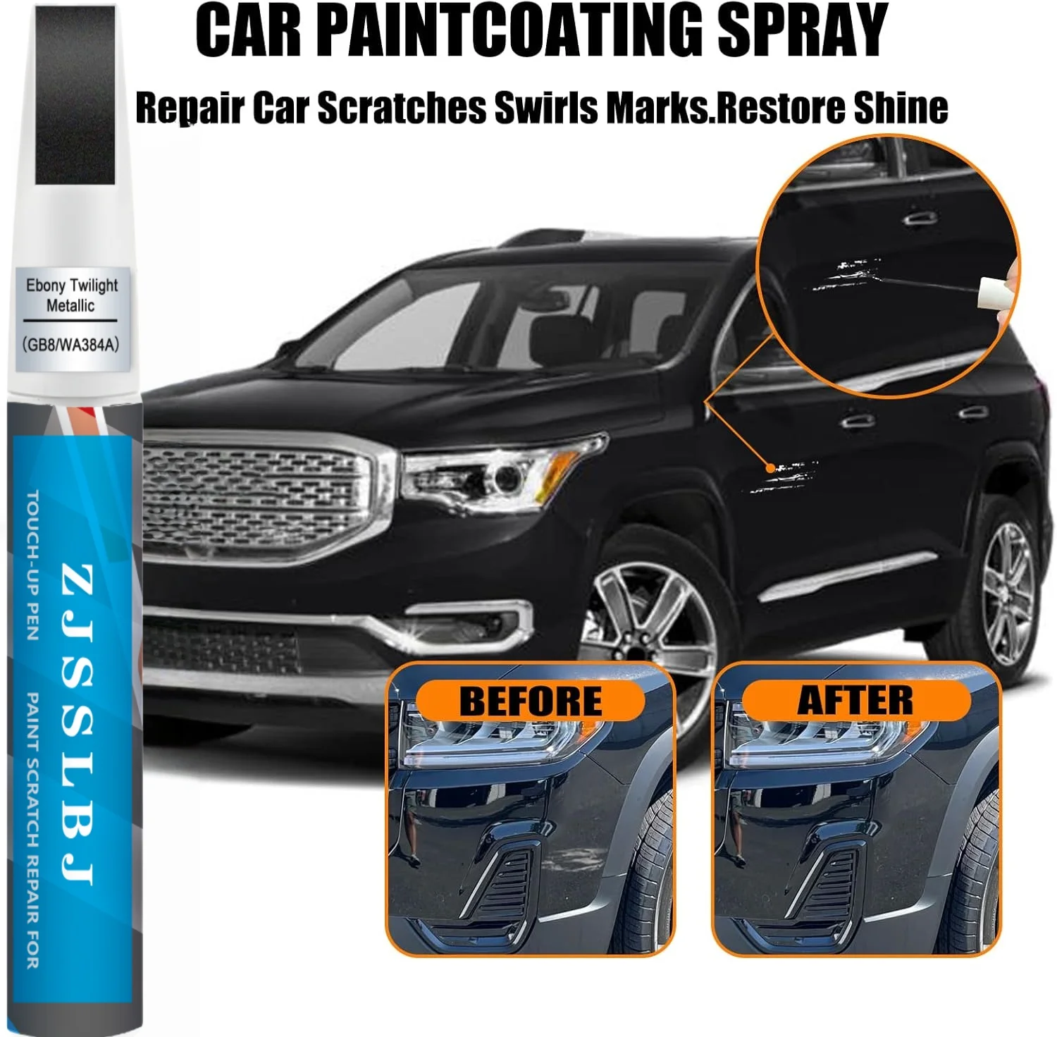 Ebony Twilight Metallic GB8/WA384A Touch up Paint for GMC Car Paint Pen Scratch Repair Two-In-One Premium Quality