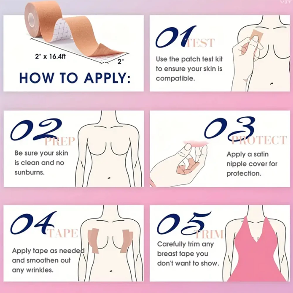 شريط مرن لرفع الثدي، لون البشرة غير مرئي، مسامي، لا يترك أثرًا، مضاد للترهل، حليب مجمع - مثالي بدون حمالات