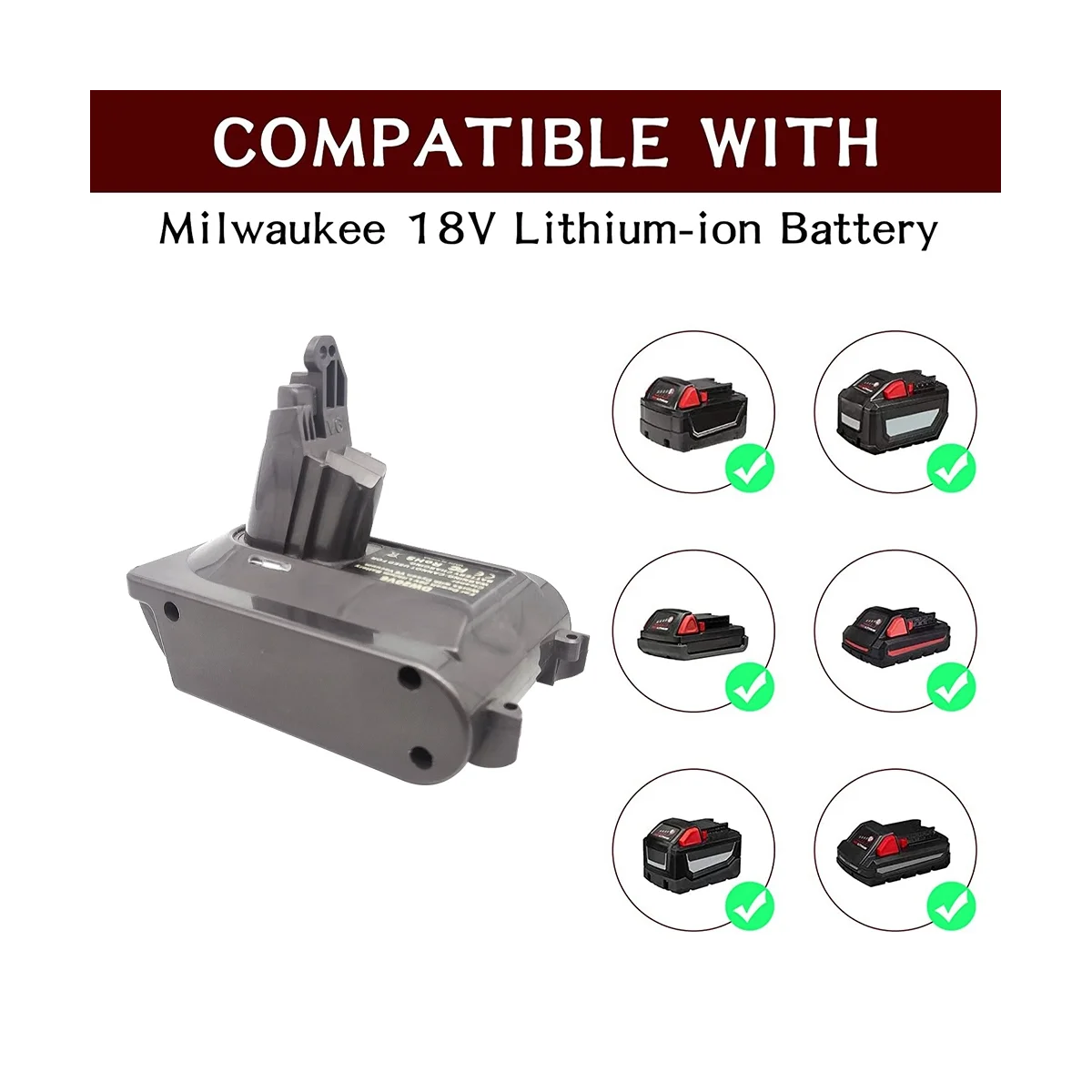 Adaptador convertido de batería para batería de litio de 20 V convertida en reemplazar para aspiradora V6