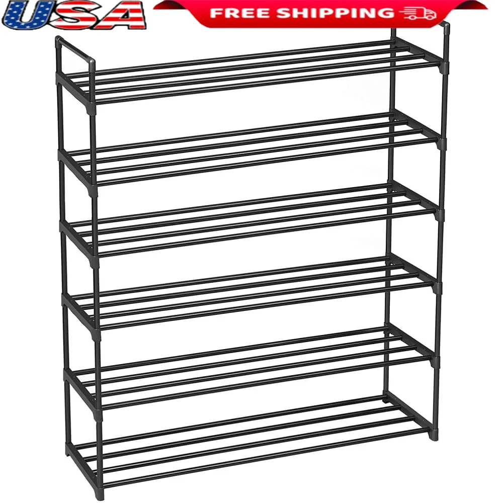 

6 Tiers Stackable Shoe Rack Organizer 30 Pairs Easy Assembly Storage Solution Entryway Bedroom Hallway Closet