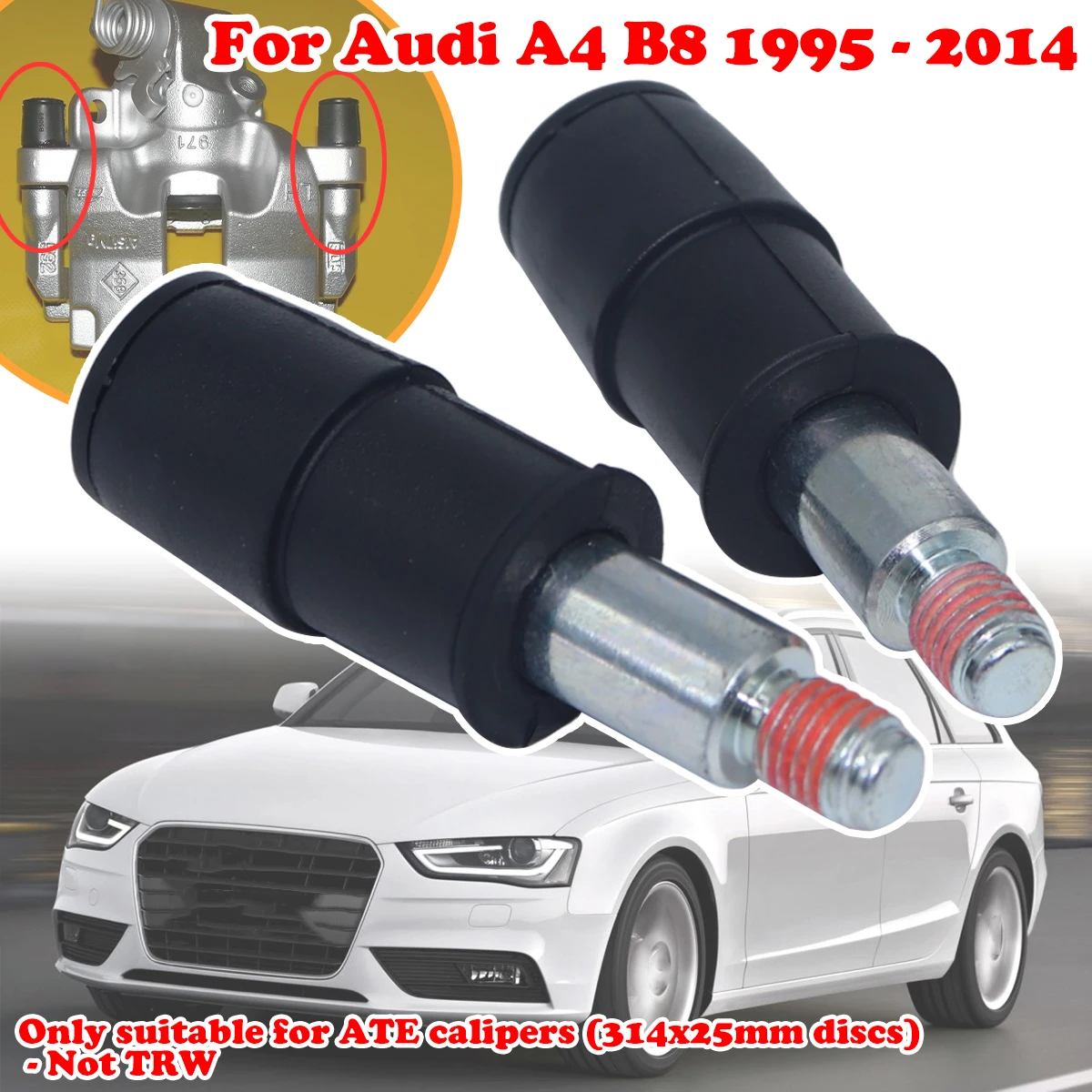 

For Audi A4 B8 1995 1996 - 2014 Front Brake Caliper Slider Guide Pins Bolt Kit Left Right Disc Housing Bellows Sleeve Bushing