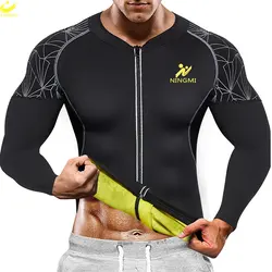 LAZAWG Sauna Jacket for Weight Loss for Men Neoprene Sweat Top Slimming Long Sleeve Body Shaper Workout Fitness Sport Fat Burner