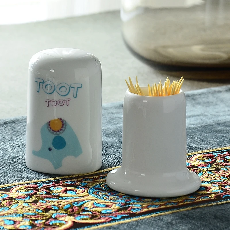 Bone China Toothpick Holder, Cute Fun Cartoon Design, Ceramic Tooth Pick Holder, Household Decor Organizer Toothpick Box