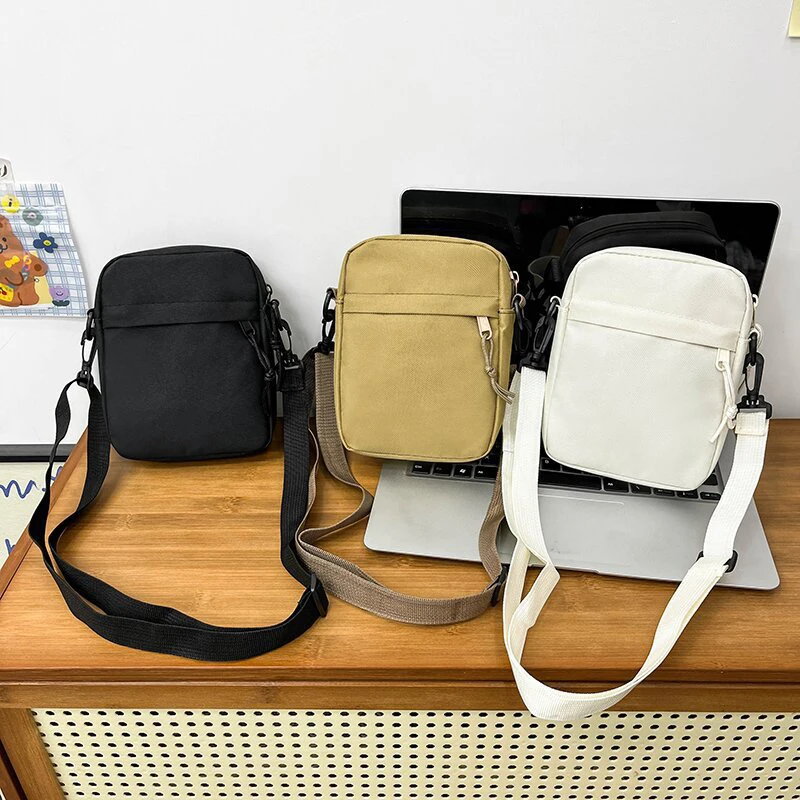 Oxford Cloth Mini Casual Small Zipper Crossbody Pouch Simple Shoulder Bag Men Mobile Phone Bag