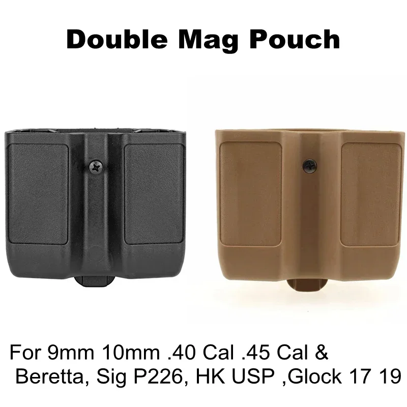 

Tactical Double Magazine Pouch for Glock 19 17 Beretta SIG P226 HK USP 9mm 40 45 Caliber Universal Pistol Mag Holder