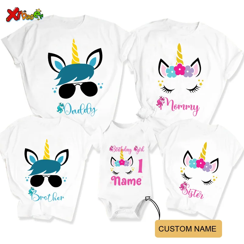 

unicorn birthday t shirt for girls family matching birthday princess shirt custom name Family vacation Matching Outfits 1st 6th