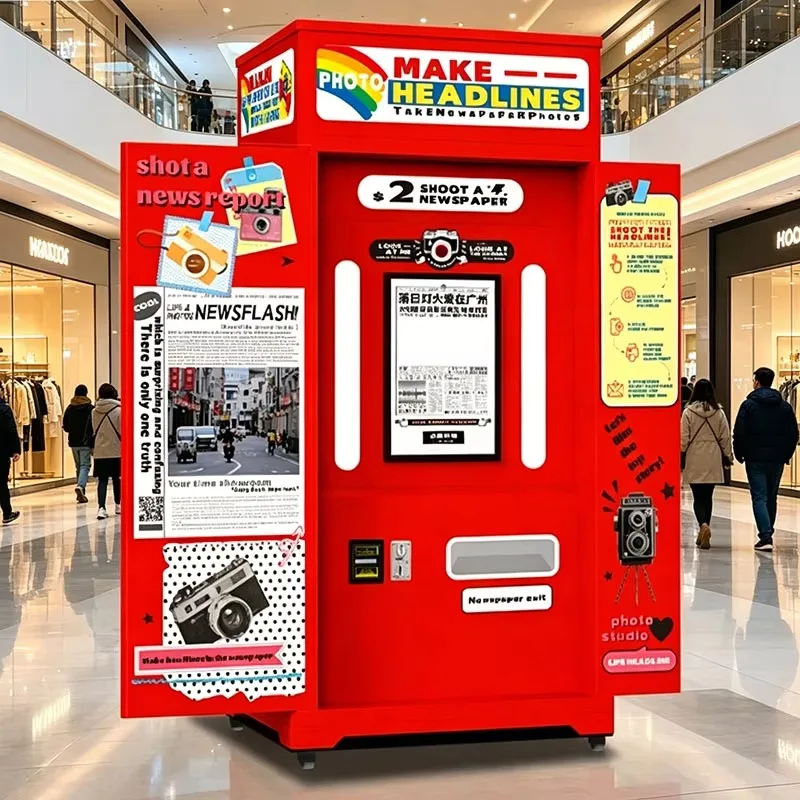 Customized smart beauty newspaper photo booth machine app remote instant print slr compatible for event rental purchasers