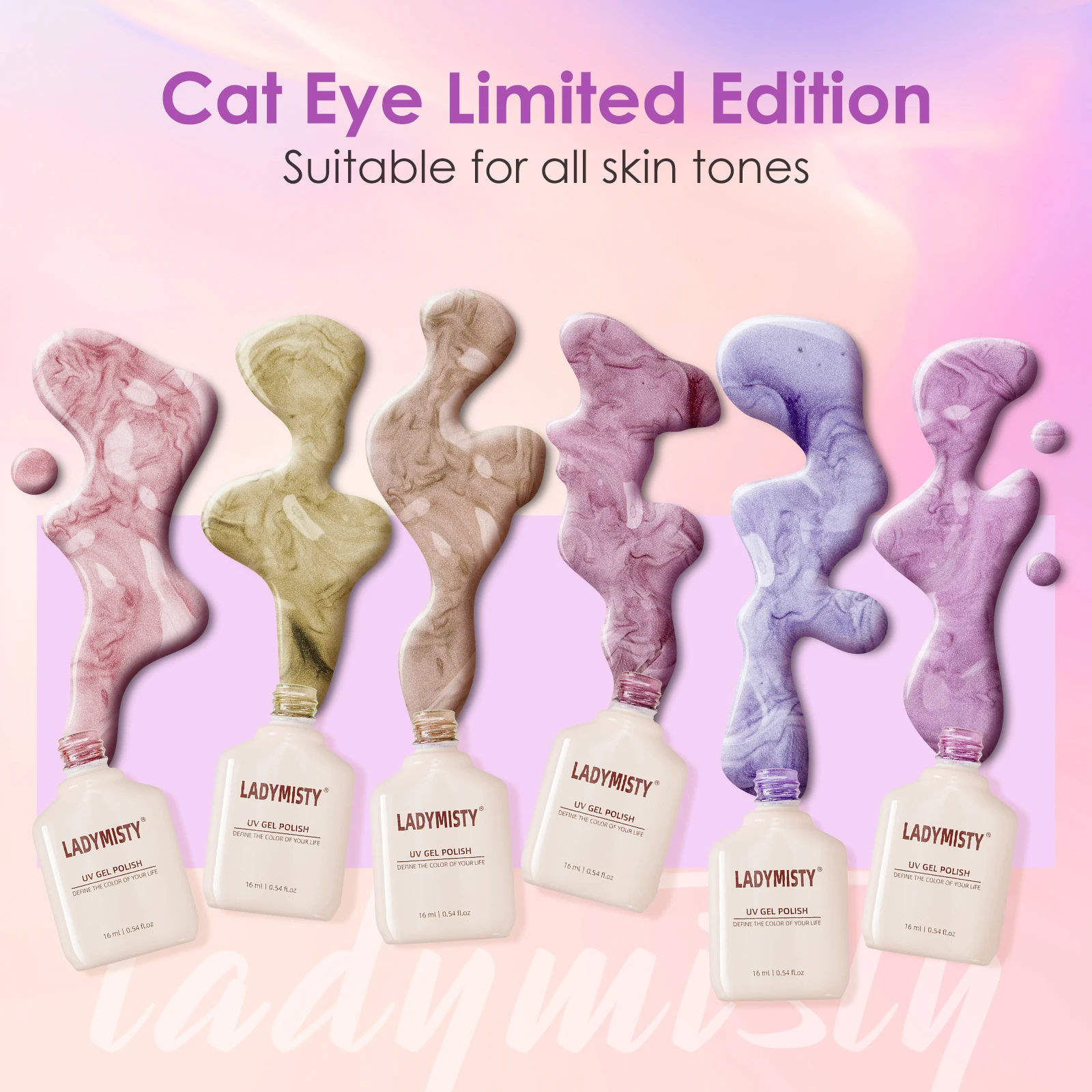 16ml gato olho gel unha polonês conjunto de 6 cores shimmer kit de esmalte magnético com ímã vara nude rosa roxo unha polonês