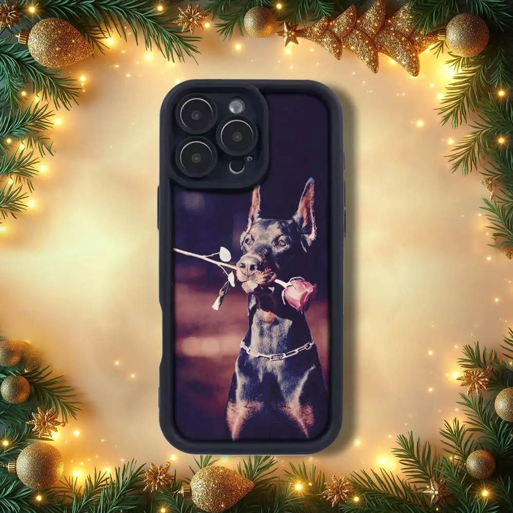 D-Dog Cool D-DobermanS Handyhülle für iPhone 14,12,17,15,11,13,16,Pro,E,Plus,Max,Air,SE4, weiches Silikon, stoßfeste Schmirgelrückseite